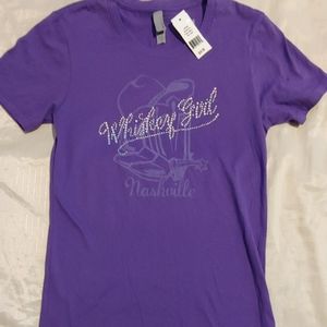 Whiskey Girl NWT Nashville, TN Tee with Bling! Small